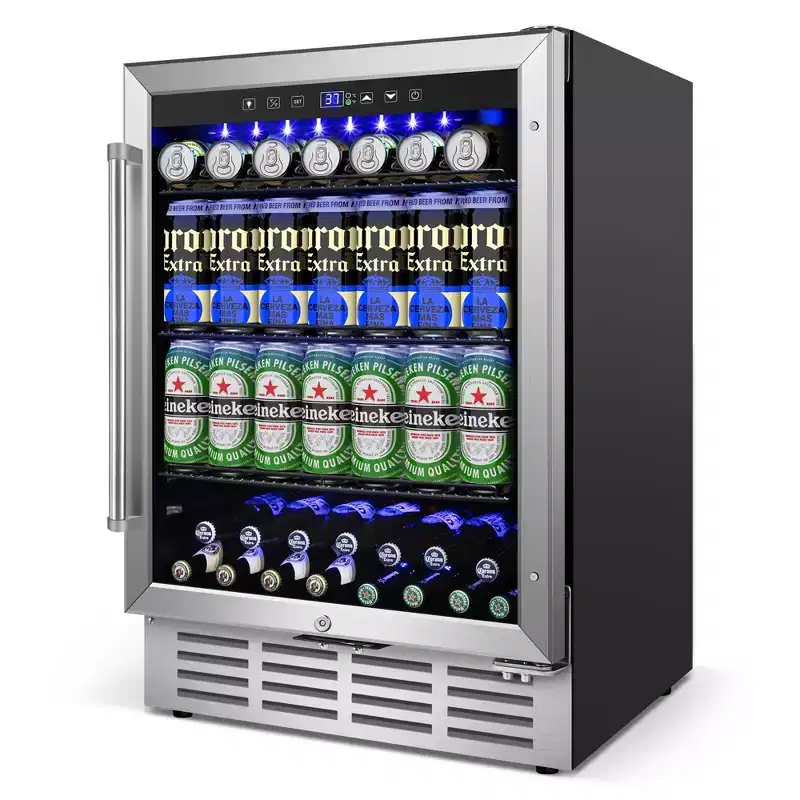 Denjol 180 Can Beverage Cooler - 3 Removable Shelves, 23.4 Inch, Single Zone Cooling