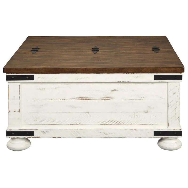 Veneer & Solid Wood Lift-Top Cocktail Table – Two-Tone Farmhouse