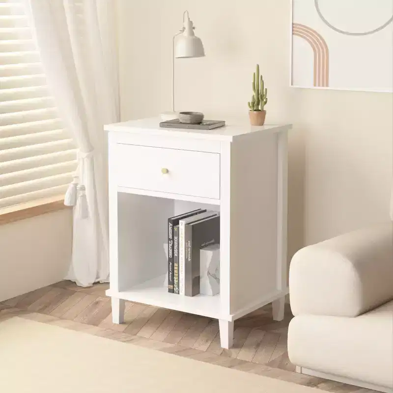 Whisen 26.77''H Wooden Nightstand with One Drawer One Shelf for Kids & Adults