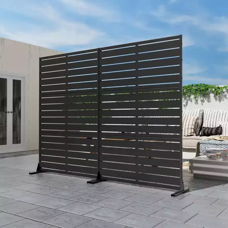 6-Fold Blind Black Galvanized Steel Partition Screen | 183H x 120W x 40D cm