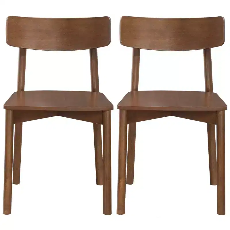 GDFStudio Thomas Mid-Century Modern Walnut Solid Wood Dining Chairs (Set of 2 )
