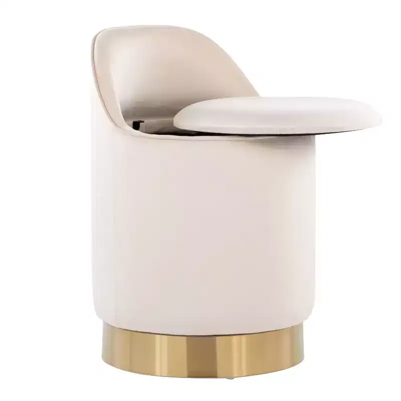 LumiSource Marla Vanity Stool Gold/Cream Velvet