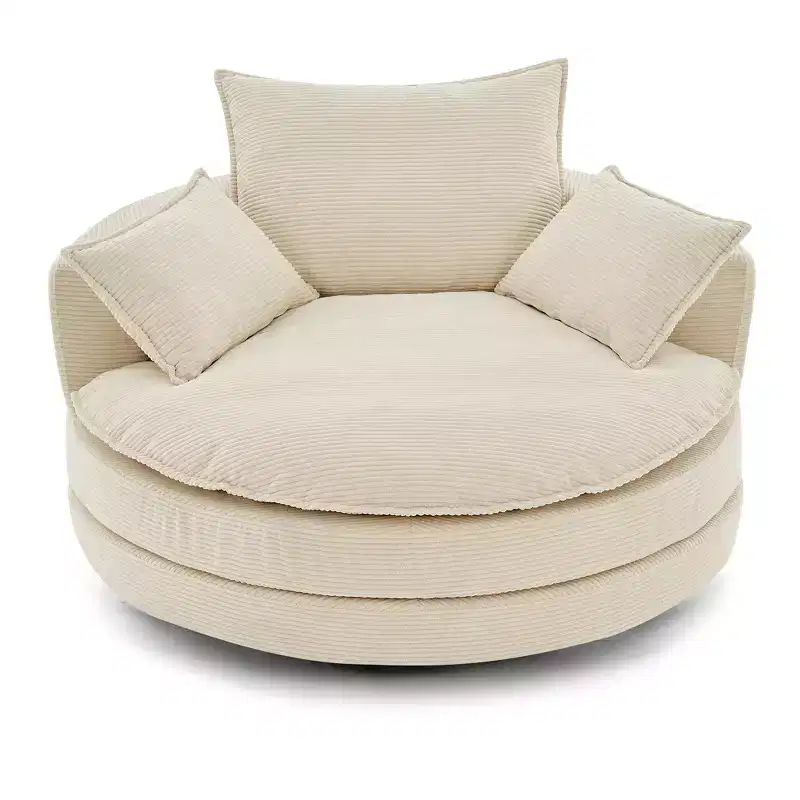 360 Swivel Barrel Chair with Dual-Layer Cushion Design