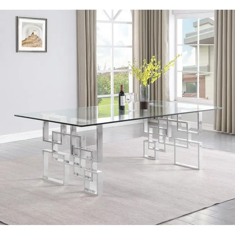 Best Quality Furniture Tempered Glass Dining Table Stainless Steel