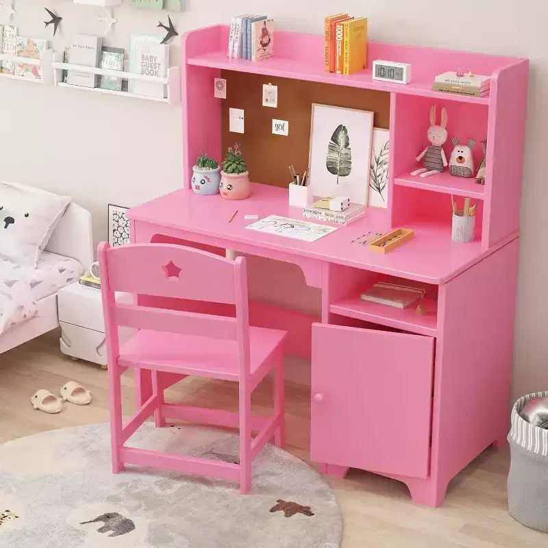Acekool Kids Desk and Chair Set, Study Table with Storage for Bedroom or Playroom