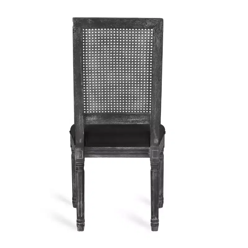 of 4 French Country Wood and Cane Upholstered Dining Chairs