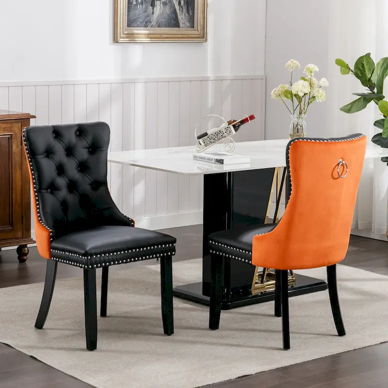 High-end Tufted Upholstered Nailhead Trim Dining Chair, Set of 2