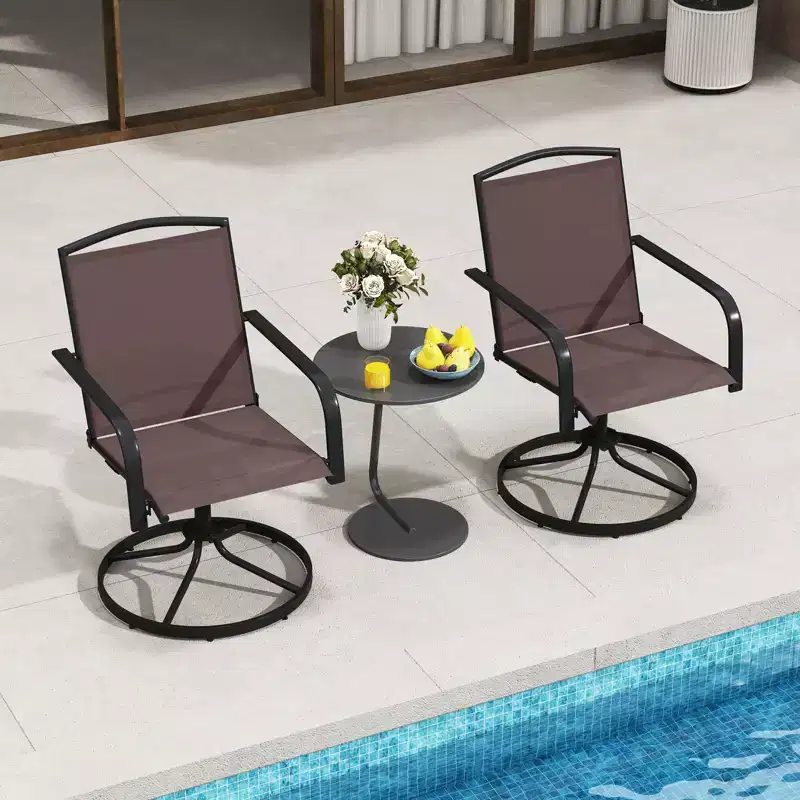 Costway Patio Swivel Chairs Set of 2/4 w/ High Back & Round Metal Base for Backyard