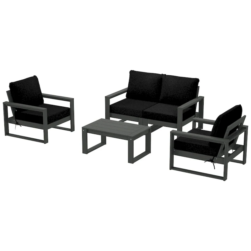 Polytrends Endless Patio Sectional 5-Piece Deep Seating Set with Gray Frame