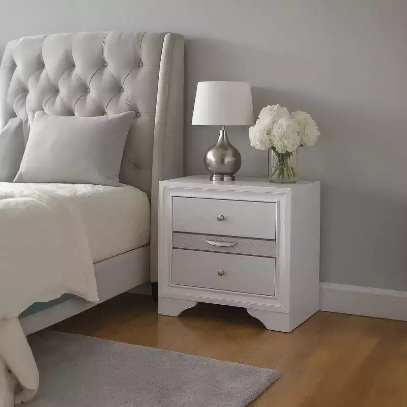Royal Hampton Solid Wood Night Stand With Jewelry Drawers, White