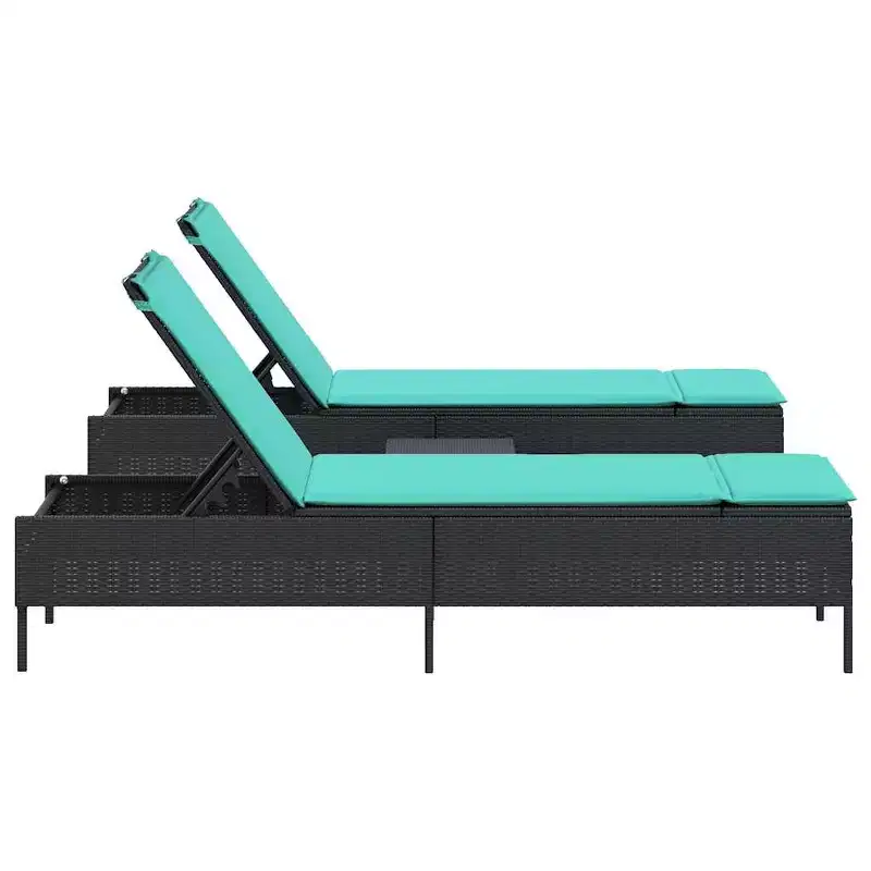 vidaXL Patio Sun Lounger Set PE rattan Extra Long Removable Covers