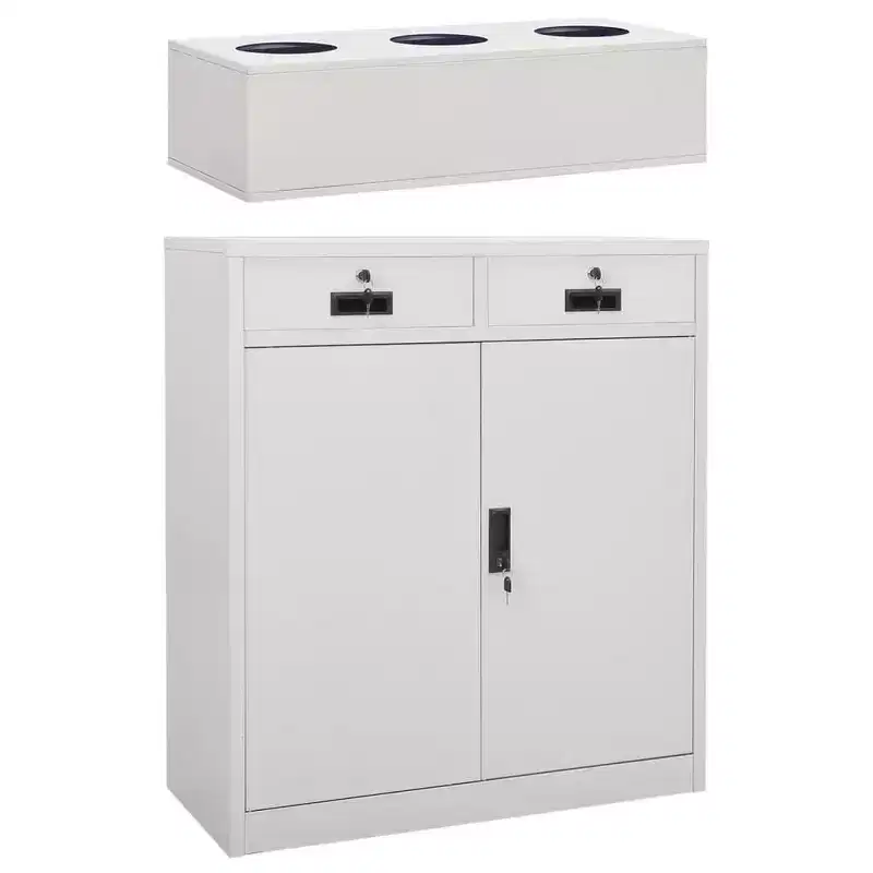 vidaXL Cabinet With Planter Box Light Grey Steel and Tempered Glass Medium