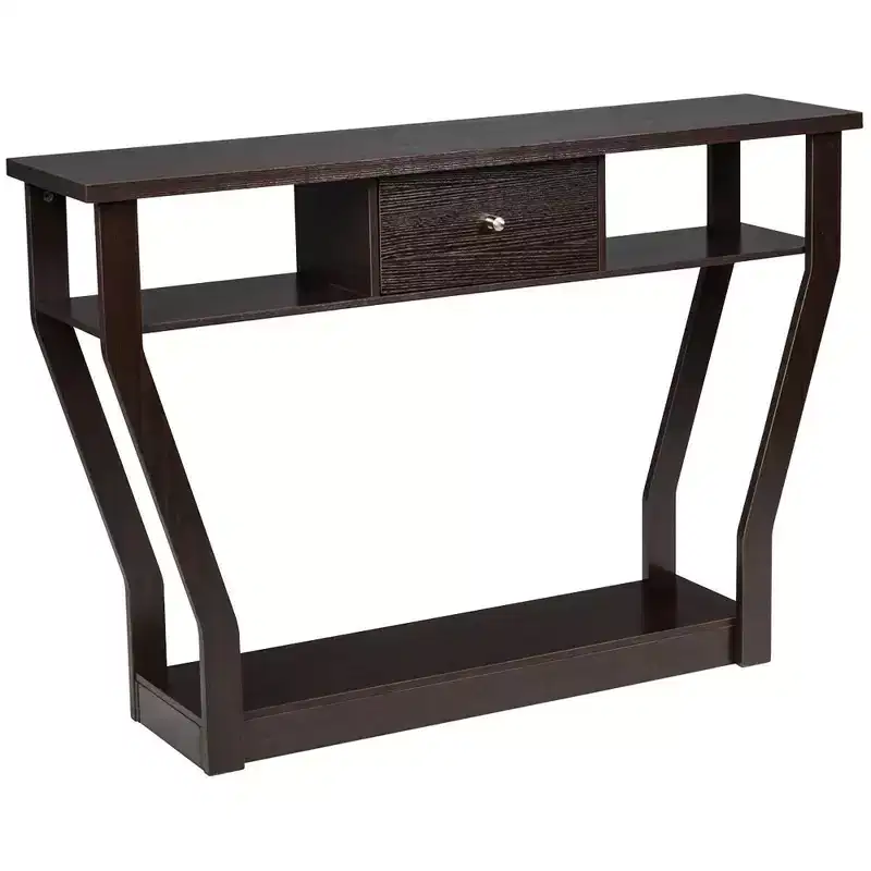 Costway Modern Sofa Accent Table with Drawer Entryway Hallway Hall Gray Brown