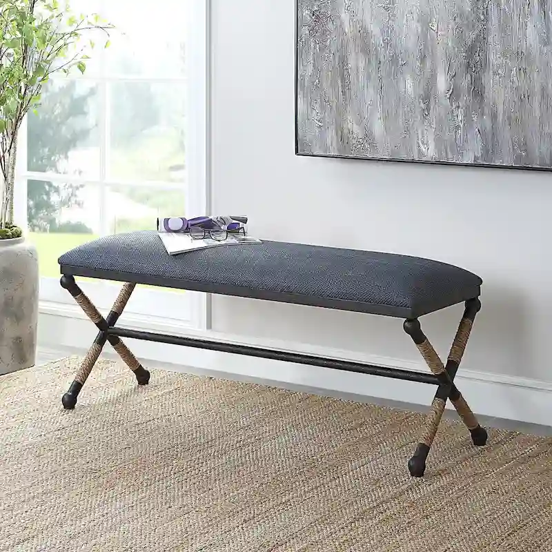 Uttermost Firth Rustic Navy Bench - 48W x 21H x 16D