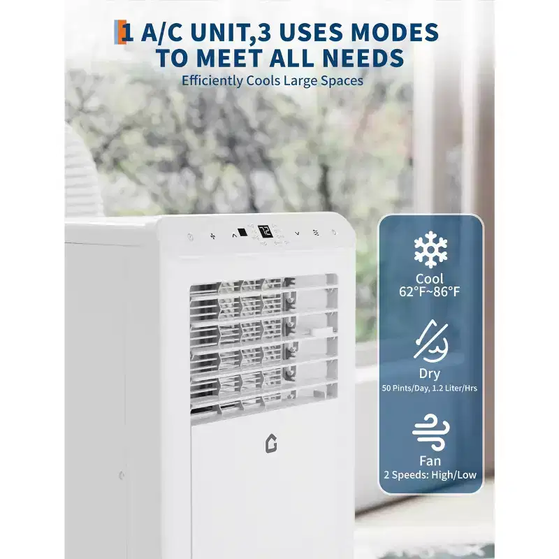 10,000 BTU Portable Quiet Air Conditioners, 3-in-1 Portable AC Unit Cools Up to 450 Sq.Ft with Fast Cooling/Remote Control/24Hrs Timer for Bedroom
