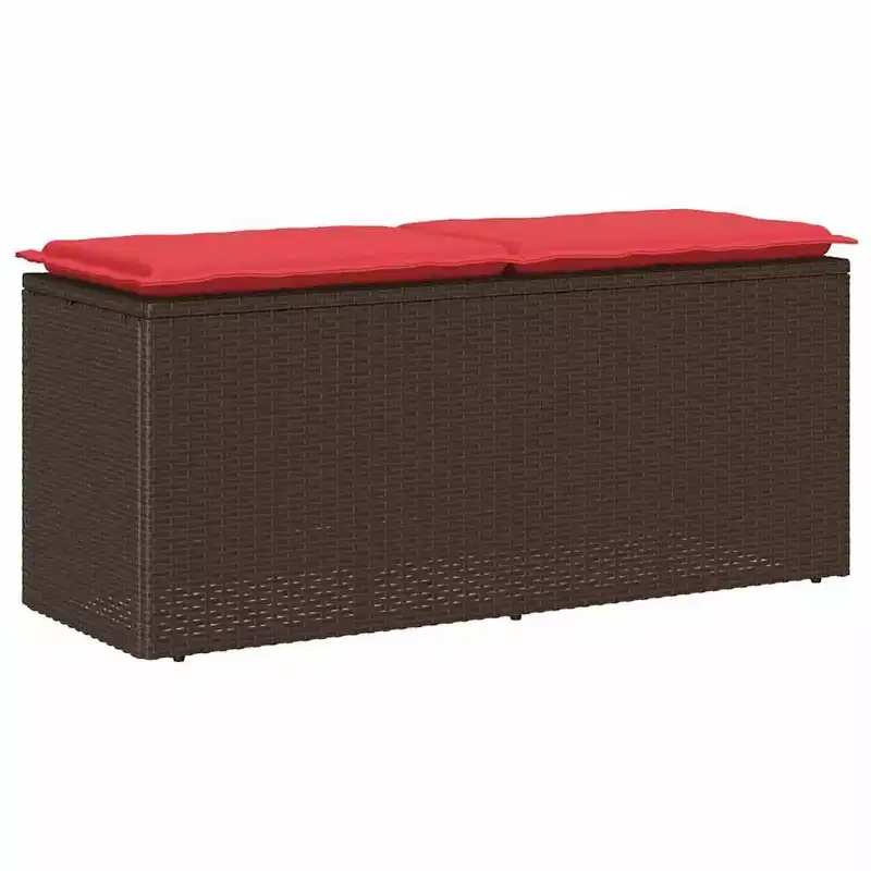 vidaXL Patio Bench with Cushion Brown 43.3x15.7x17.3 Poly Rattan