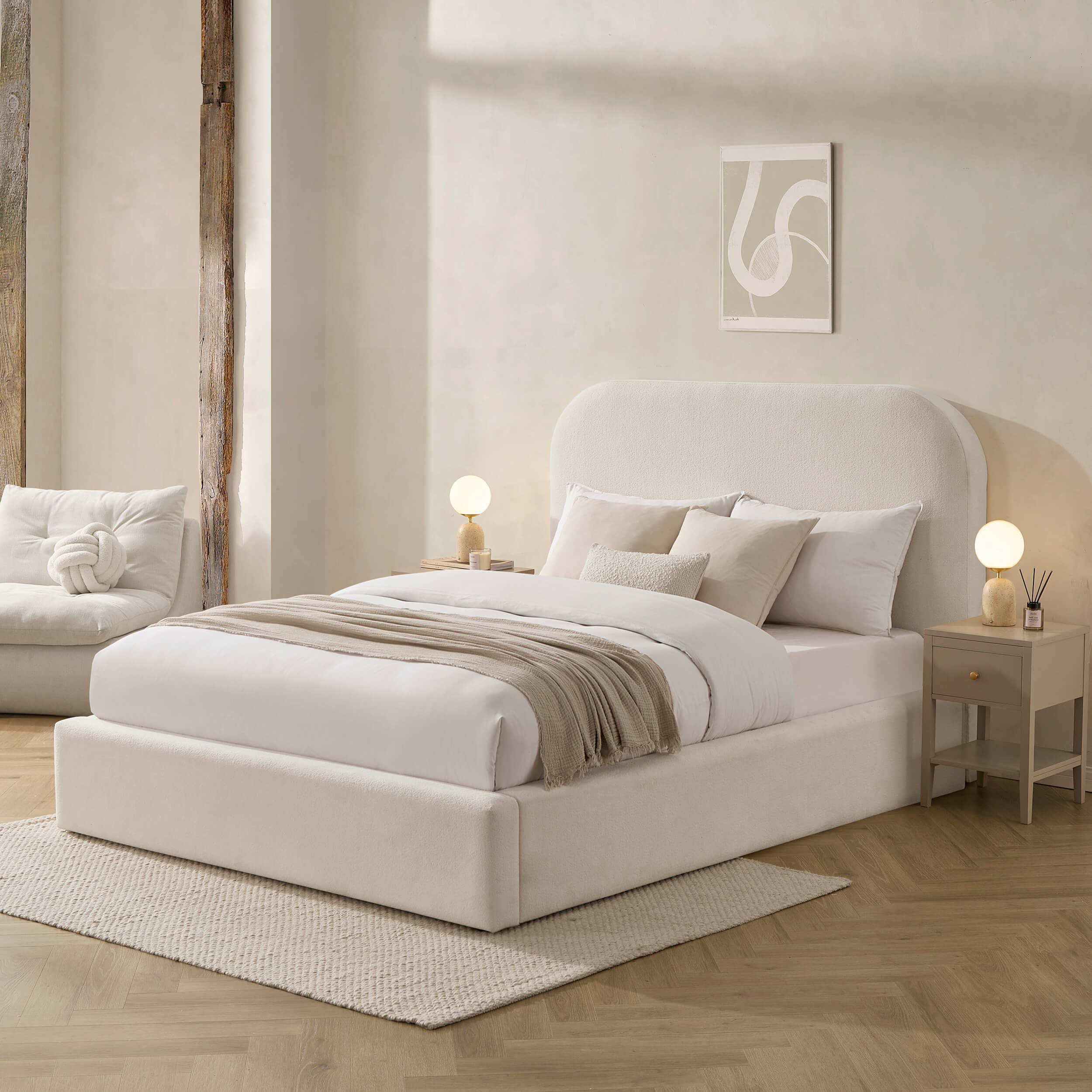 Storage Bed - Teddy Cream