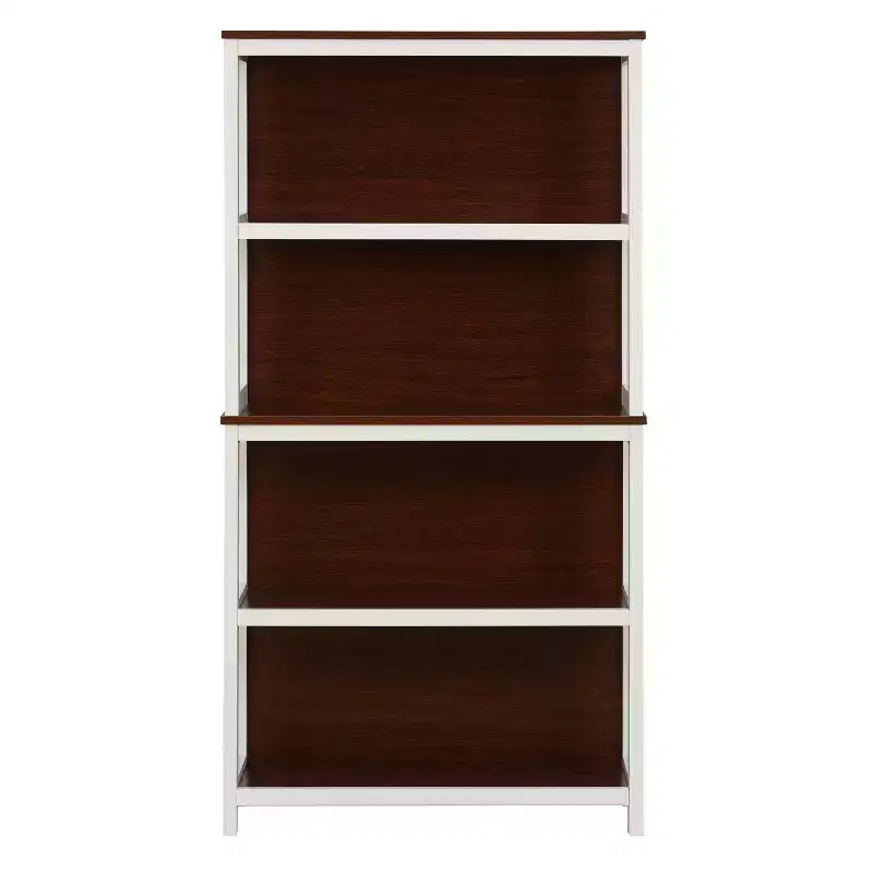 4-Shelf 59.5 H x 31.38 W Cherry and White Manufactured Wood Bookcase Brown