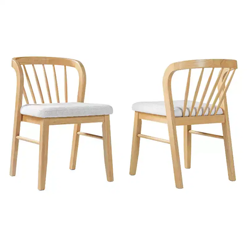 Christopher Knight Home Preston Mid-Century Modern Rubber Wood Armless Dining Chair with Upholstered Seat and Windsor Back