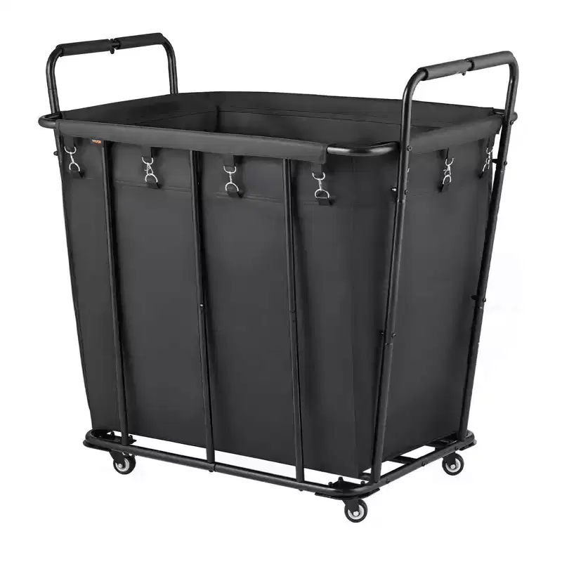 VEVOR Laundry Cart, Rolling Grocery Utility Cart with Waterproof Liner & Swivel Wheels, 260 LBS Large Load Capacity, Heavy Duty Shopping Basket,Black