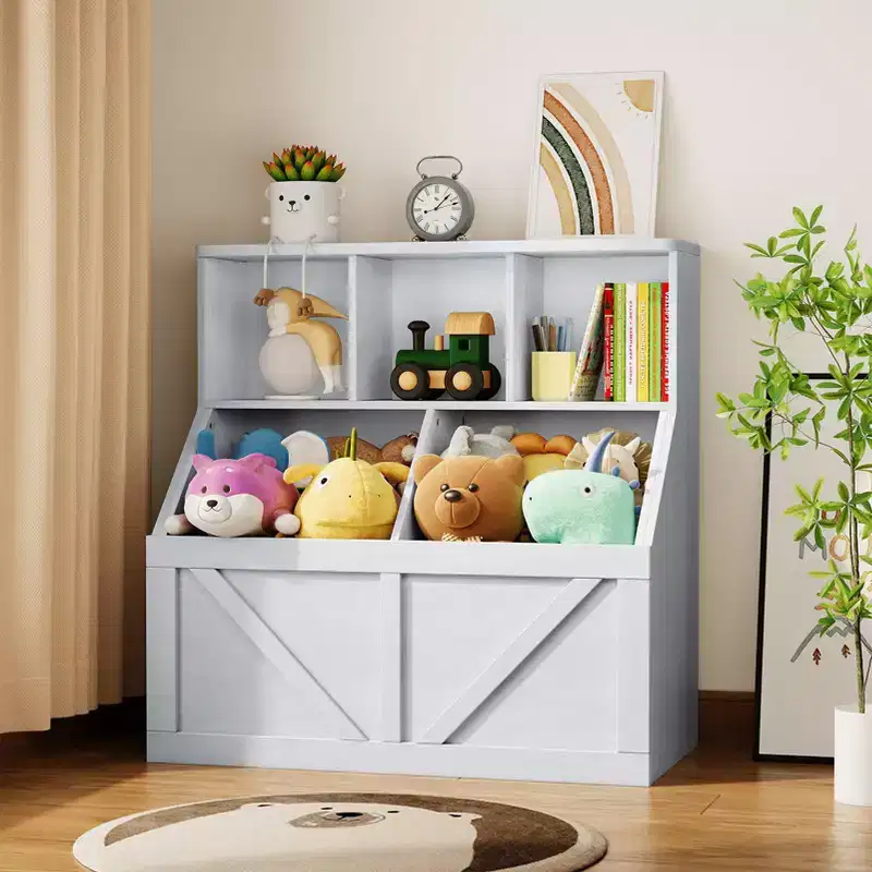 Kids Bookshelf and Toy Storage Organizer with Toy Shelf and Storage Bins for Toddlers