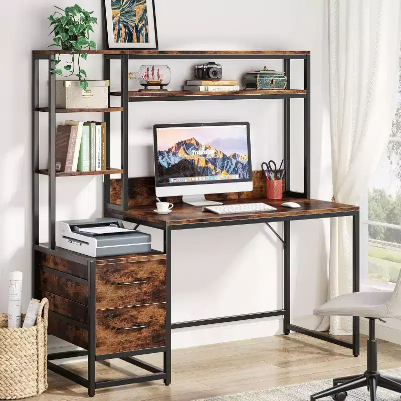 55 Inch Computer Desk With 2 Drawers