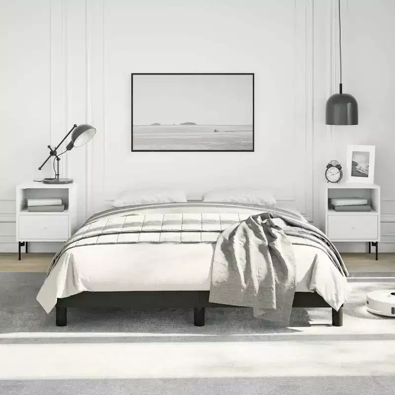 Bed Frame Black Faux leather, plywood, engineered wood Full