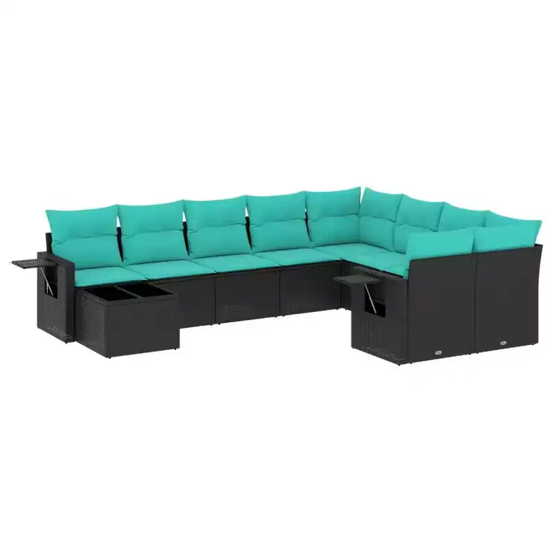 vidaXL 10 Piece Garden Sofa Set with Cushions Poly Rattan