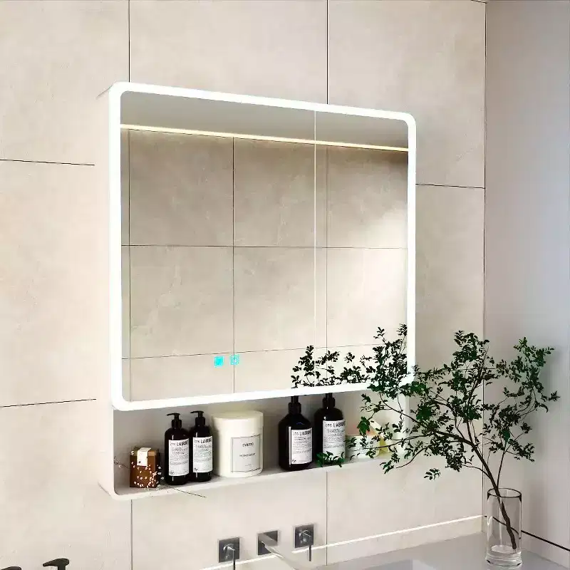 FAMYYT 32 in. W x35 in. H Aluminum Medicine Cabinet with Mirror and Light, Anti-fog, Easy to install