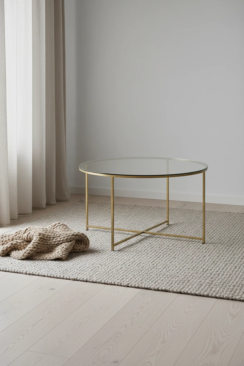 Coffee Table with Round Cross Brace Frame