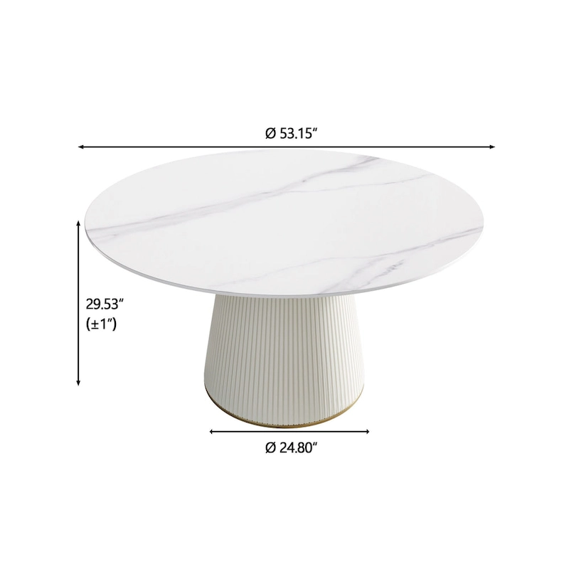 Round PU Pedestal Dining Table Faux Marble Dining Table