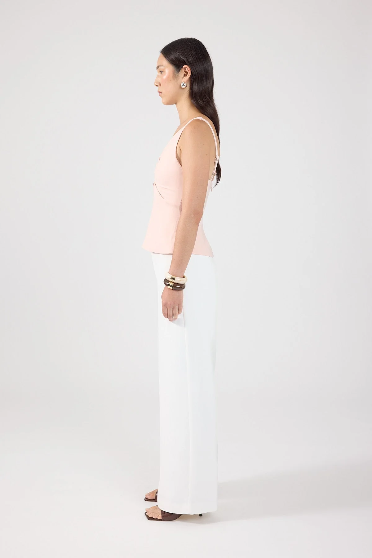High Rise Suiting Pants White