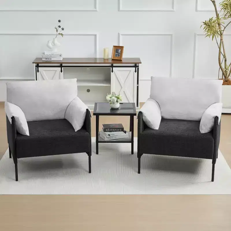 Chenille Oversized Accent Chair, Sofa Chair with Large Seat, Modern Armchair Reading Chairs for Bedroom Living Room(Set of 2