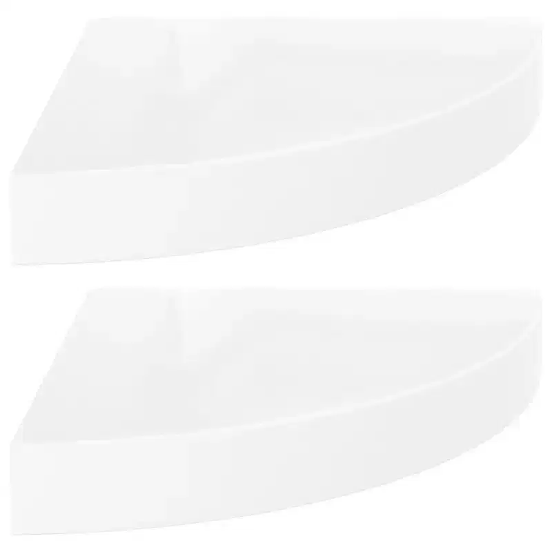 Floating Corner Shelves Set of 2 - High Gloss White MDF