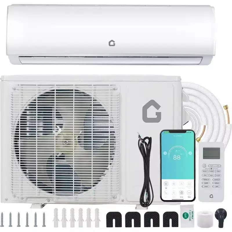 Acekool 9000 BTU Mini Split AC & Heat Pump, 24 SEER2 Inverter, WiFi/Alexa, Ductless System for Rooms up to 450 Sq Ft, 208/230V with Install Kit