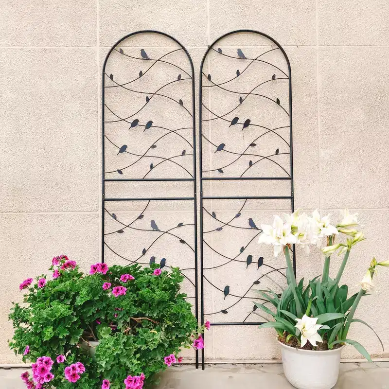 MAYEERTY 2 Pack Metal Garden Trellis 71 x 19.7 Inch Rustproof Climbing Plants Support Black Outdoor Flower