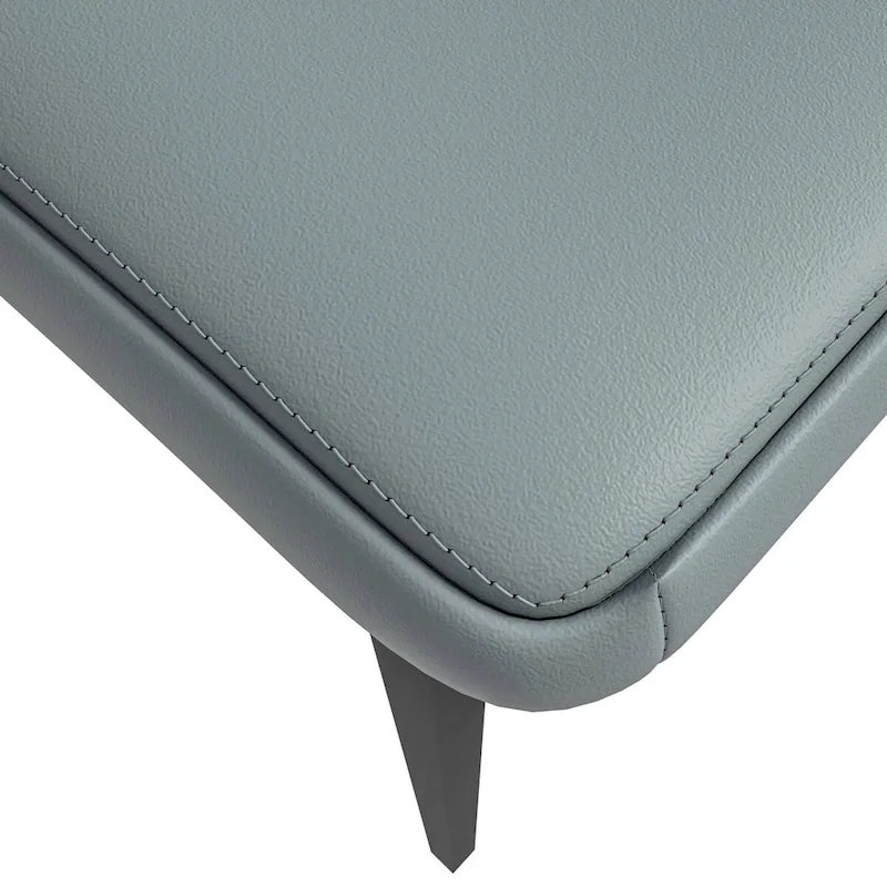 Leather Dining Chair in Black Iron Modern Upholstered Accent Kitchen Side Chair