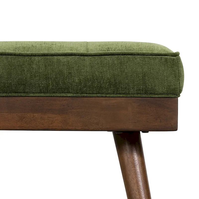 Poly & Bark Luca Fabric Bench - Tufted Seat with Solid Wood Legs