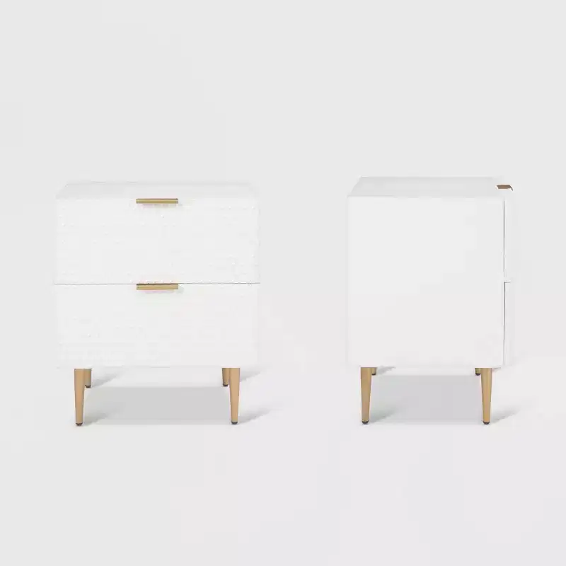 2 Drawer Side Table White
