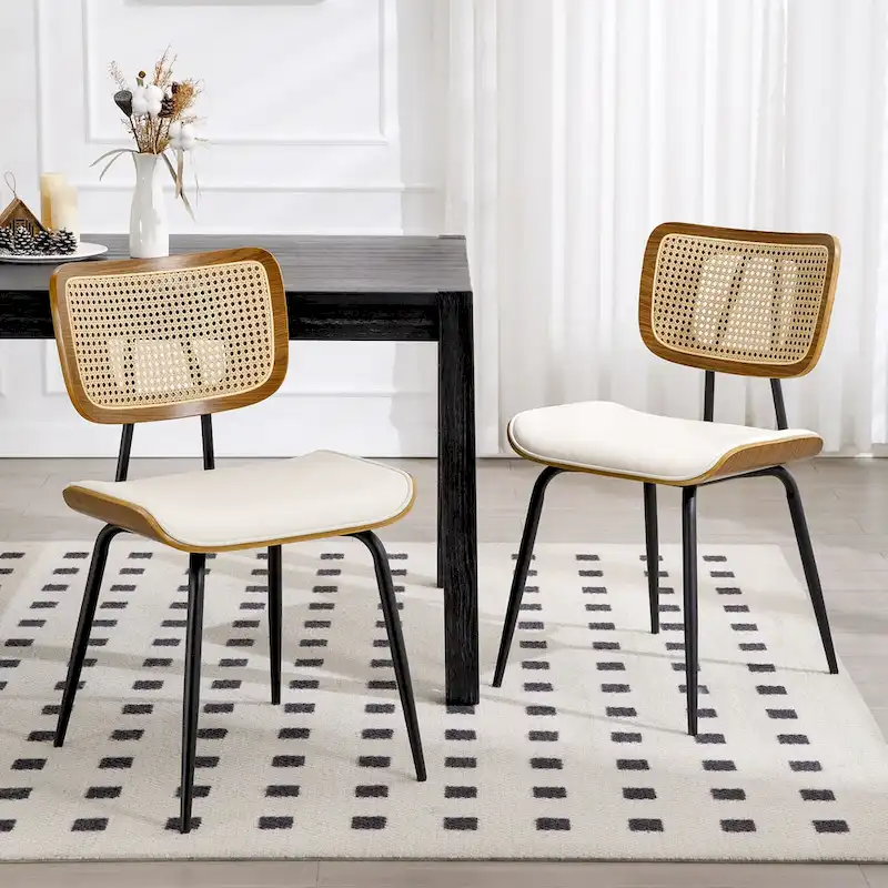 Faux Leather Upholstered Dining Chairs Set of 2/4 - 33.5 H x 17.5 W x 23 D