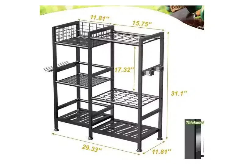 31 in Garden Tool Organizer, 2 Tier Yard Tool Storage Rack,Steel Yard Tool Racks To Store Long Handled Tools,Garage Tool Stand,Tool Holder