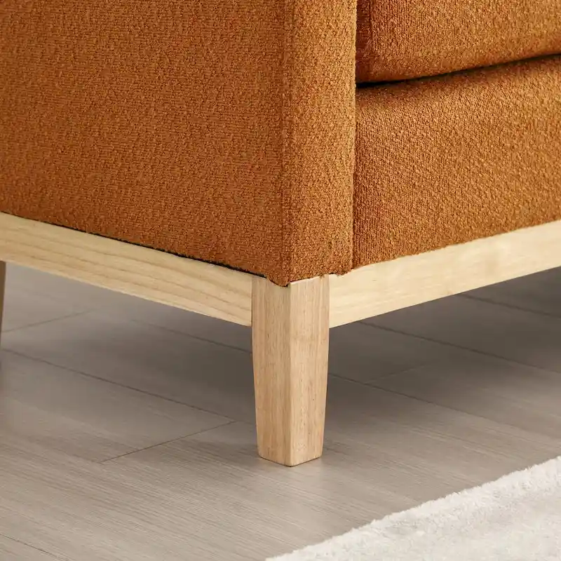 Upholstered Bench Wood Legs and Bolster Pillows