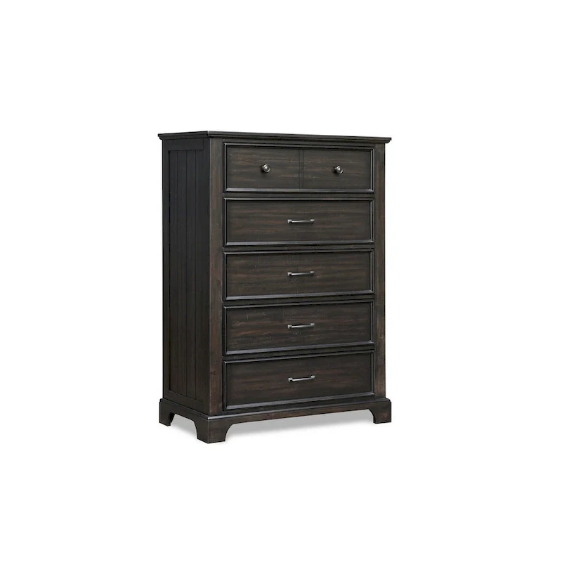 56 Inch Tall Dresser, 6 Drawers, Felt and Cedar Lining, Walnut Brown
