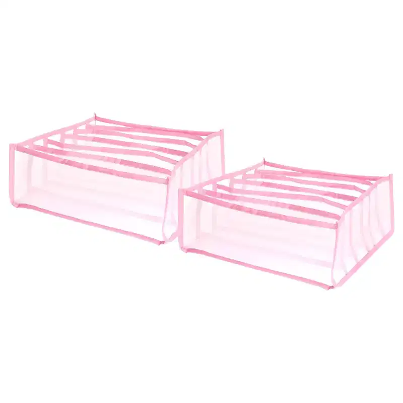 Unique Bargains 6 Grids Foldable Underwear Drawer Organizer Storage Box for Bra Socks Underwear 2 Pcs