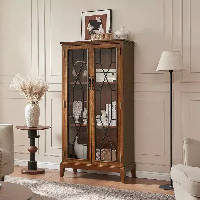 Elegant Finish Sideboard Buffet Cabinet with Adjustable Feet and Anti-Tip Device - Perfect Storage Solution for Dining Room or Living Area