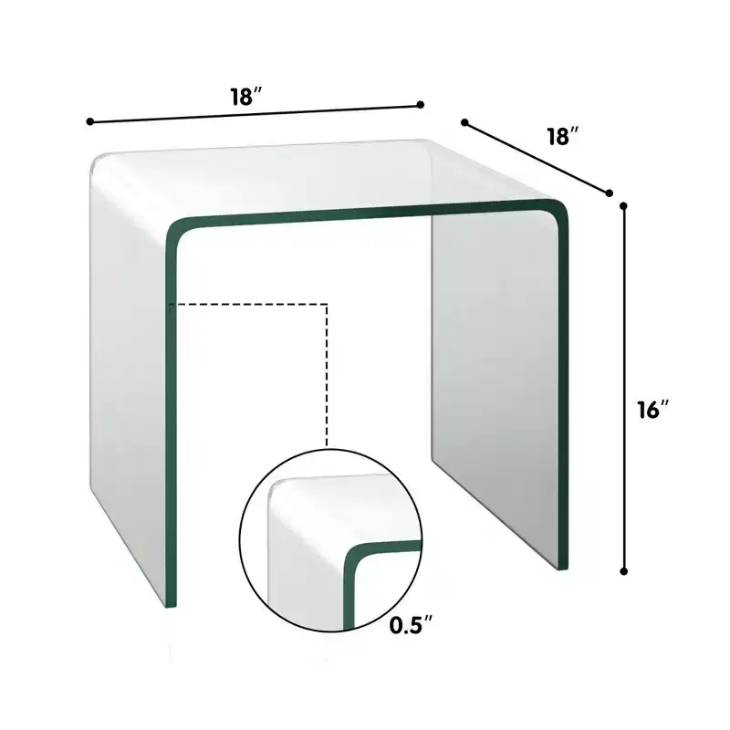 Costway 3 Piece Tempered Glass Coffee and End Table Set Transparent Living Room