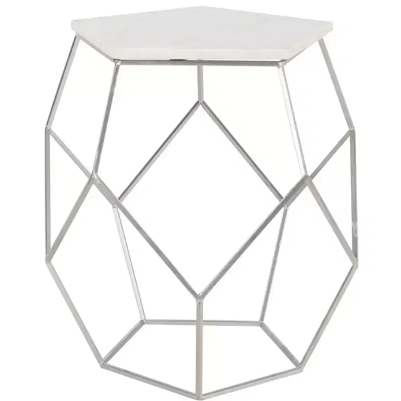Pentagon Accent Table – Silver Iron