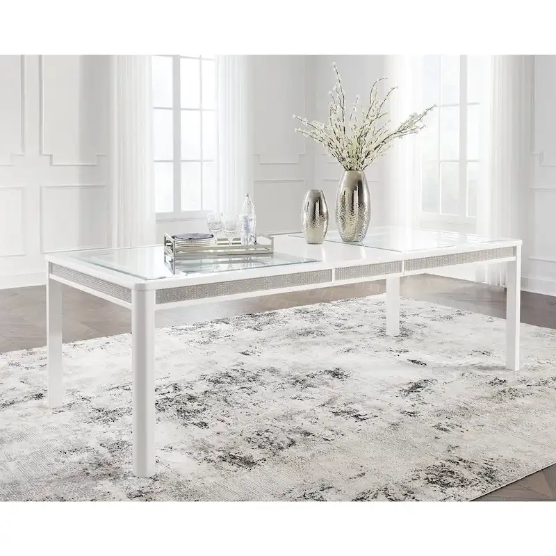 Signature Design by Ashley Chalanna White/Green Rectangular Dining Extension Table - 42W x 96D x 30H