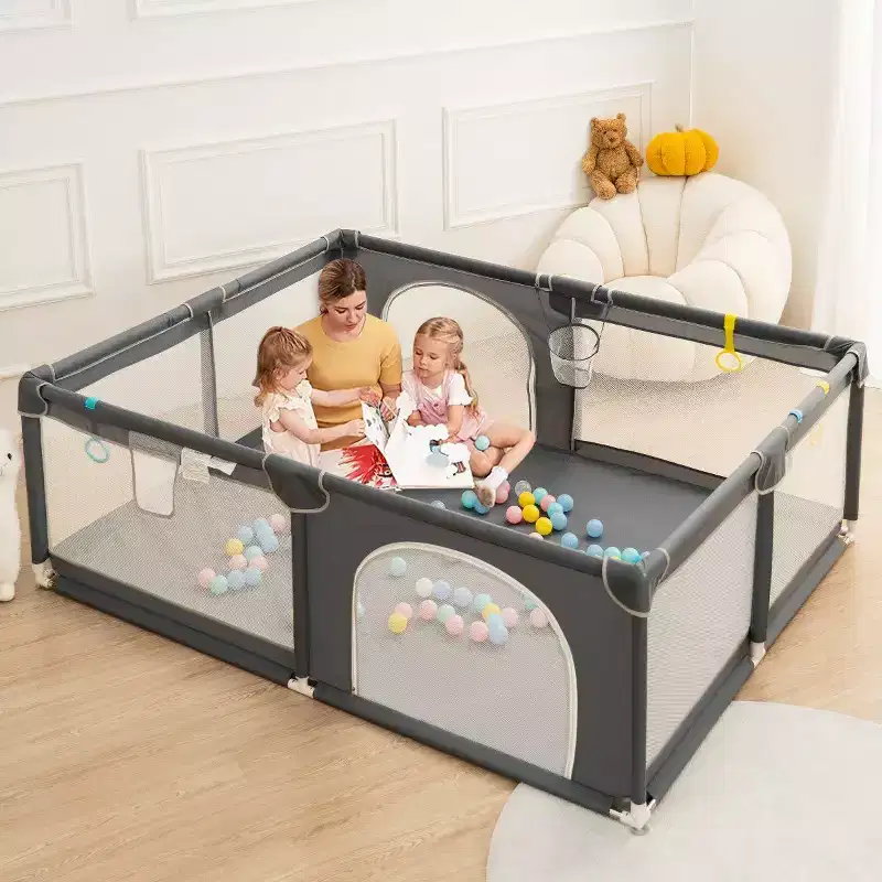 GOTGELIF 71x59 4-Panel Baby Playpen Spacious & Secure Portable Playard