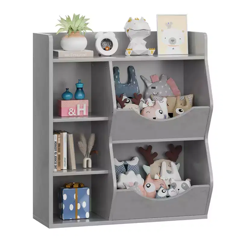 31.5 Inch Height 3-Layer Kids Bookshelf, Toy Storage Cabinet, 5-Grid Kids Toy Rack for Bedroom, Hallway, Living Room and Nursery